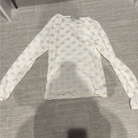 Red White and Cream Long Sleeve Wrap Blouse - Picture 1 of 4